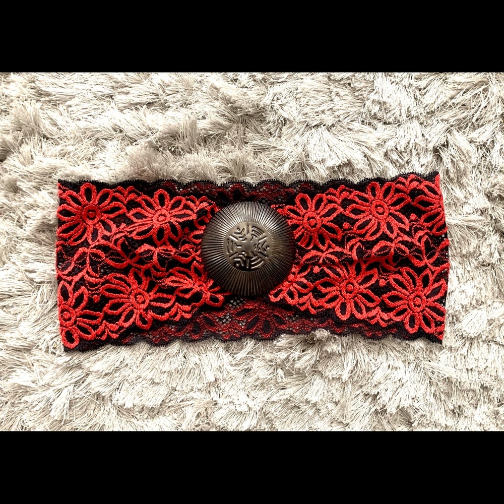 LMJ Red & Black Stretch Lace Belt